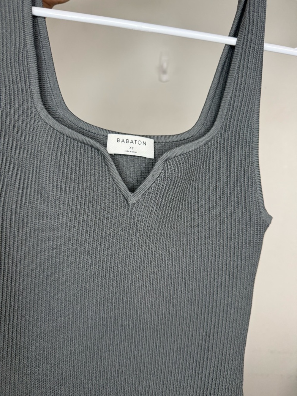 Babaton Charcoal Ribbed V-Notch Mini Dress - Picture 2 of 2